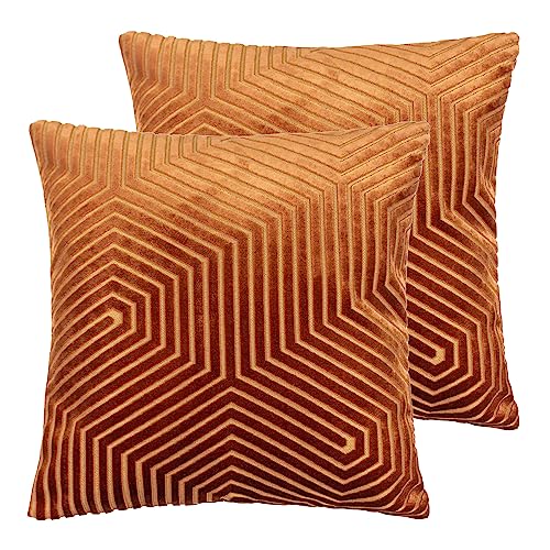 Paoletti Evoke Cut Velvet Polyester Filled Cushion - Twin Pack