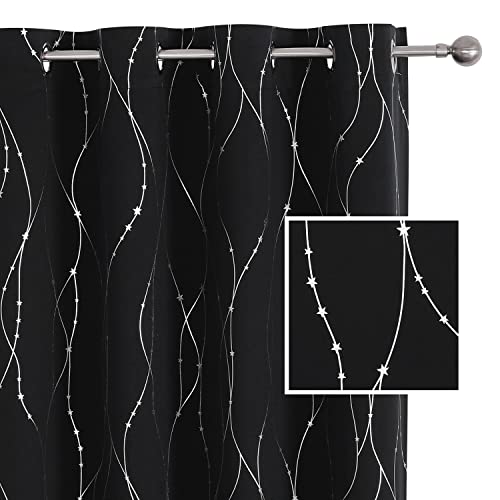 SMILE WEAVER Black Blackout Privacy Curtains for Living Room 108 Inch Long 2 Panels,Room Darkening Bedroom Curtain-Grommet Soft Thick Window Drapes Energy Saving Noise Reducing Thermal Insulated