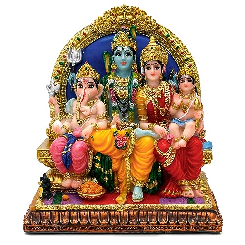 "Hindu God Shiva Family Statue - 6.9"" H Murti Shiva Family Diwali Gift Pooja Item Puja Gifts for Indian Friends Family Home Temple Office Mandir Altar Shine Yoga Meditation Room Decor"