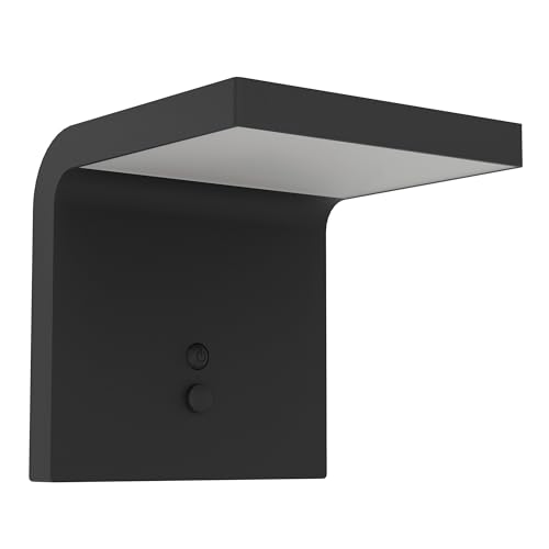 Eglo LED Outdoor wall lamp Spiante, Solar Light with Motion Detector, Outside Porch Lighting Made of Black Plastic, IP44