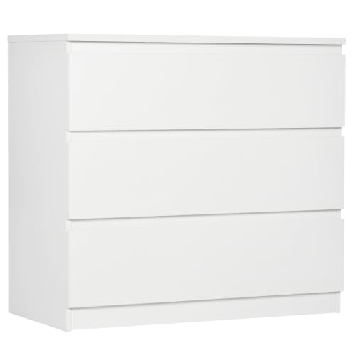 HOMCOM Chest of Drawers 3-Drawer Storage Organiser 80 x 39 x 73cm, White