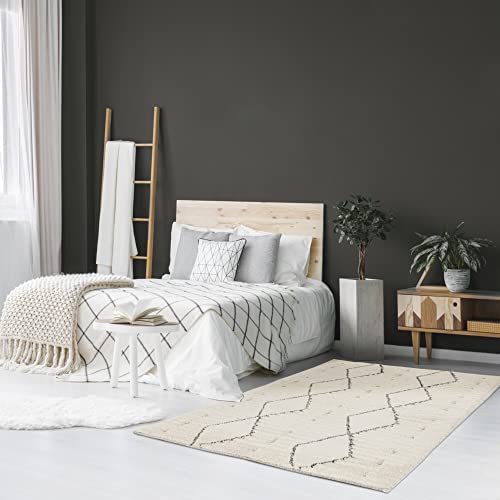 BALTA Rug for the Living Room with Berber Spirit, Scandinavian Rug for the Living Room - Bedroom, Flat Weave and Pile Height 22 mm, 3D Effect, 100% Polypropylene, 120 x 170 cm, Black - Cream