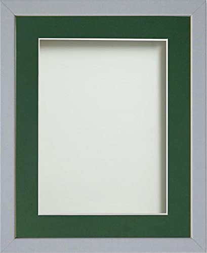Frame Company Jellybean Range Grey Wooden 20x16 inch Picture Photo Frame with Bottle Green Mount for Image A3 * Choice of Colours & Sizes* Fitted with Perspex