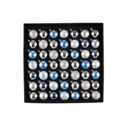 HEITMANN DECO Set of 49 Christmas Tree Baubles Assortment – Christmas Decorations Blue Light Blue Silver for Hanging – Plastic Ball Assortment