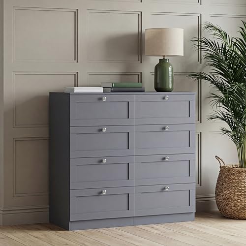 Vida Designs Altino 8 Drawer Chest, Grey