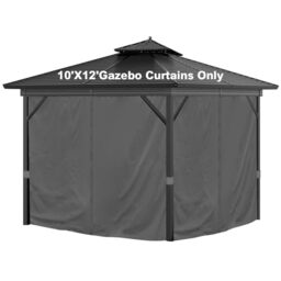 Mogtuo 10'x12' Privacy Gazebo Curtains Outdoor Waterproof, 4-Panels Sidewall Curtain Universal Replacement with Zipper for Patio, Backyard, Garden (Only Curtains, Grey)