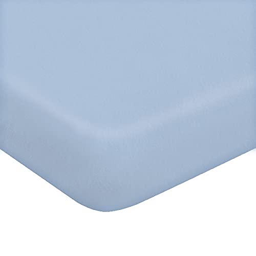 Homemania Corners One Single, Solid Colour-Fitted Sheet for Bed-Light Cotton, 90 x 200 cm, Bright Blue