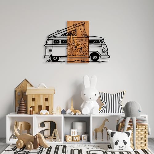 Elegant Decorative Wooden Wall Accessory, 58 x 90 cm, 100% Wood & Metal, Walnut & Black, Unique Design, Perfect for Home Decor, 4.17 kg