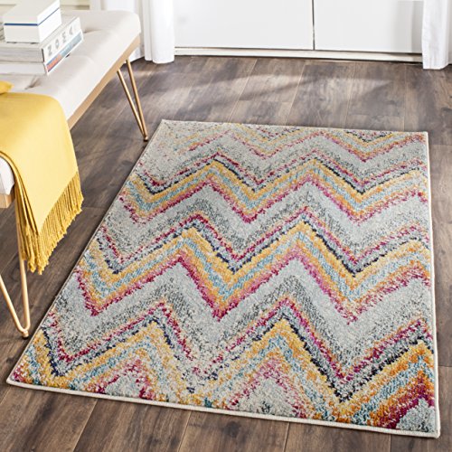 Safavieh Boho Chic Indoor Woven Rectangle Area Rug, Monaco Collection, MNC220, in Multi, 91 X 152 cm for Living Room, Bedroom or Any Indoor Space