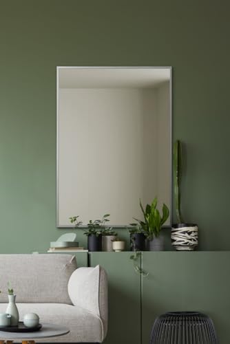 "MirrorOutlet The Artus - Silver Modern Aluminium Edged Wall Mirror 28"" X 20"" (70CM X 50CM) Silver Mirror Glass"