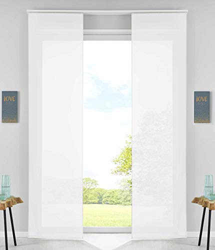 Gardinenbox Set of 2 sliding curtains, panel curtains, complete with panel carrier, weighted rod, 100% polyester, white, H x W 245 x 60 cm