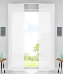 Gardinenbox Set of 2 sliding curtains, panel curtains, complete with panel carrier, weighted rod, 100% polyester, white, H x W 245 x 60 cm