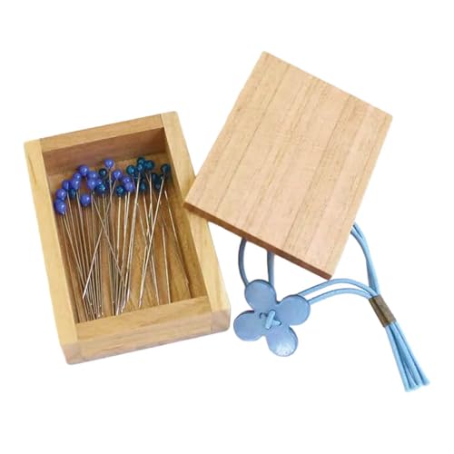 Cohana Glass Head Pins, 30 Pieces, 0.50x35mm, Steel with Wooden Box