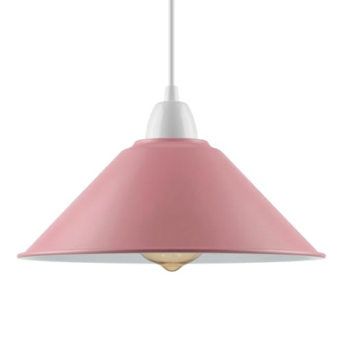 LEDSone Industrial Metal Lamp Shade 22cm Wide, 8cm Height,Vintage Cone Pendant Light Cover, Modern Retro Ceiling Lighting for Kitchen, Dining Room Easy Fit Light Shade