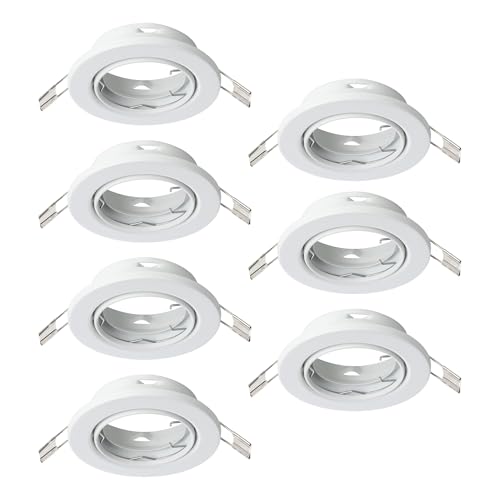 Eglo Set of 7 recessed spotlights Agulo, Swivel Ceiling Lights, Round Spots Without Bulbs, White Steel Lamps, GU10 Base, Ø 8.6 cm