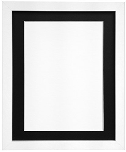 "FRAMES BY POST 25mm White Picture Photo Frame with Black Mount 24"" x 18"" For Pic Size 18"" x 12"" (Plastic Glass)"