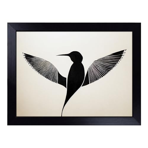 Lap Tray with Bean Bag Cushion, Sparkling Abstract Bird - Handmade in the UK, Raised Wooden Edge, Padded Cushion, Heat-Resistant Wipe-Clean Surface, for Meals, Laptops and Crafts