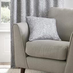 Dreams & Drapes - Grey Jacobean Cushion (43 x 43cm) - 100% Cotton - Matching Curtains Available - Vintage Floral Cushion in Light Grey