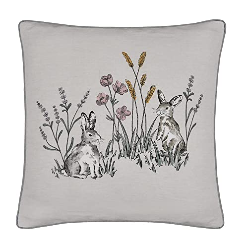Sleepdown Bunny Rabbit Filled Cushion with Pom Pom Soft Decorative Cotton Cushion for Home Decor Sofa Bedroom and Car - 45cm x 45cm - Natural,5056242896678