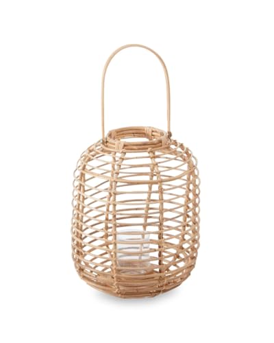 Natural Rattan Lantern Boho Eco-Friendly Elegance Decorative Candle Holder with Sustainably Sourced Design Stylish Handle Versatile Decor Create A Cozy Atmosphere 35x42x35