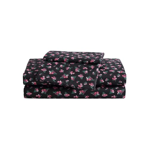 Betsey Johnson - Queen Bed Sheets, Soft & Lightweight Bedding, Fade & Wrinkle Resistant (Bouquet Ditsy Black, Queen)