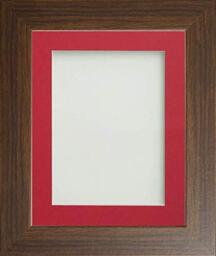 Frame Company Watson Brown Picture Photo Frame fitted with Perspex, 10x10 inch with Red Mount for image size 5x5 inch