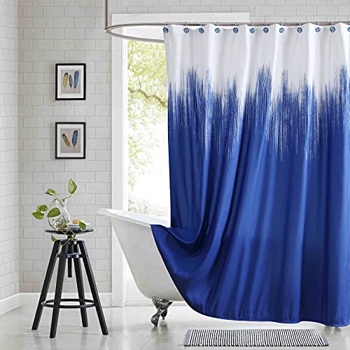 "BESTRIPES Ombre Fabric Shower Curtain (72"" W x 72"" H, Lyon-Blue)"