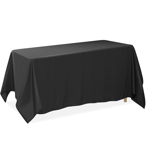 "Lann's Linens - 90"" x 156"" Premium Tablecloth for Wedding/Banquet/Restaurant - Rectangular Polyester Fabric Table Cloth - Black"