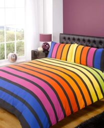 Rapport Home Striped Duvet Cover Set, Polycotton - Single Rainbow, for Kids