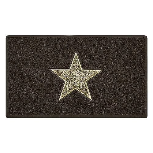 Nicoman STAR Door Mat|Entrance Barrier Dirt-Trapper Floor Mat|Patio Garden Conservatory Doormat|Indoor Outdoor Matt|Brown with Beige Star,75x44cm (29.5x17.3inches)