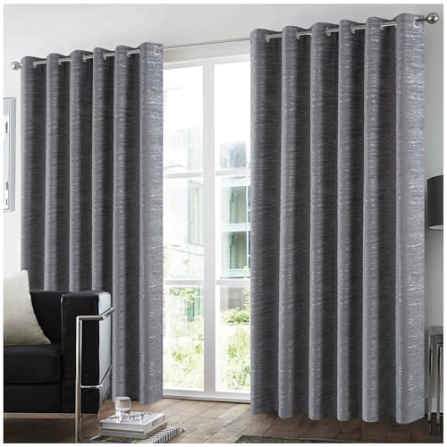 GC GAVENO CAVAILIA Blackout Curtains for Bedroom - 100% Polyester Super Soft Jacquard Curtains Eyelet 90x90 inch - 2 Panels for Window, Thermal Insulated Curtain & Drapes for Living Room - Grey