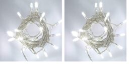 SHATCHI 20 Cool White LED Lights Clear Cable Battery Operated Fairy String Christmas Tree Wedding Party Birthday Garden Party Window Decorations (Pack of 2)