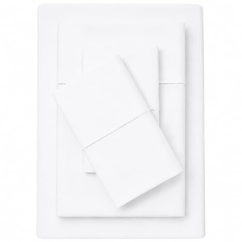 "500 Thread Count Solid (White, Queen) - 18"" Deep Pockets, All-Around Elastic, 4 Pc Bedding Solid Color, Soft & Smooth, Durable & Easy Care - Solid White"