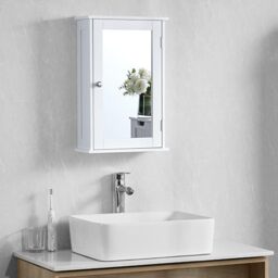 Bath Vida Priano Bathroom Cabinet Single Mirrored Door Wall Mounted, White
