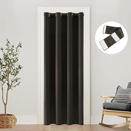 SHINELAND Folding Barn Door Curtains,Fake Accordion Door for 24 30 36 Doorway,Dark Walnut Brown