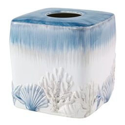Avanti Linens - Tissue Box Cover, Ceramic Home Accessories, Beach Inspired Bathroom Accessories (Abstract Coastal Collection)