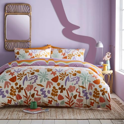furn. Amelie Duvet Cover Set – Colourful Floral Reversible Bedding (Multicolour Floral - Double)
