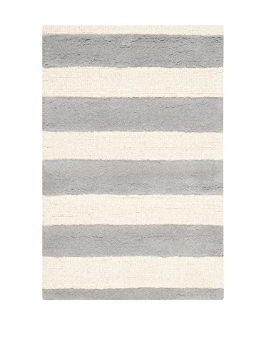 Safavieh Modern Indoor Hand Tufted Rectangle Area Rug, Cambridge Collection, CAM154, in Grey / Ivory, 91 X 152 cm for Living Room, Bedroom or Any Indoor Space