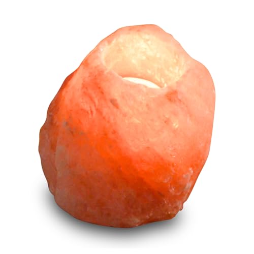 Zen'Light Himalayan Rock Salt Crystal Candle Holder - 1kg - Authentic Natural Himalayan Salt - Hand Carved - Amber Color - Tabletop - Casual, Relaxing, Personal Use