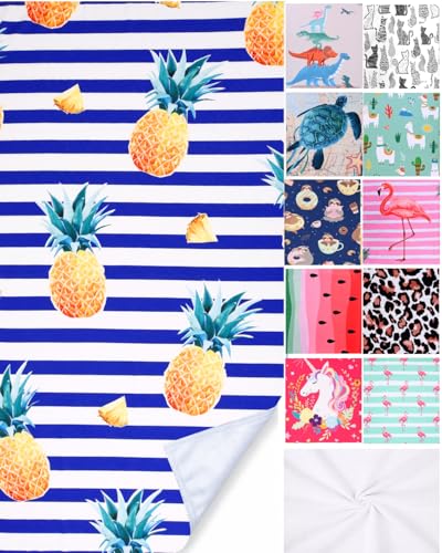 LIVILAN Oversized Striped Pineapple Beach Towel for Women Girls, 30???x60??? Microfiber Thin Lightweight Super Absorbent, Quick Dry Sand Free Clearance Towel Pineapple Gifts
