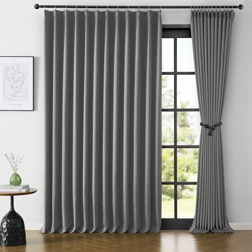 KEQIAOSUOCAI Grey Pinch Pleated Curtains Blackout 80x108 2 Panels