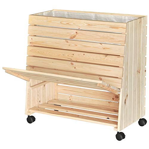WAGNER GreenFAMILY - Mobile raised bed - GreenBOX - size L - coniferous wood, solid wood, FSC??, natural, 79 x 80 x 43/33 cm, 4 castors, 2 brakes, storage flap, incl. plant bag - 25013101