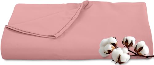 Royale Linens 300 Thread Count 100% Long Staple Combed Cotton Flat Sheet - Super Soft - Top Sheets - Queen Flat Sheet Sold Separately - Breathable, Cool & Crisp Percale Sheets Only (Queen, Pink)