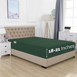 Elegant Comfort 1500 Premium Hotel Quality 18-21 Inches Deep - Extra Deep Pocket Single Fitted Sheet for High Mattress, Luxury and Softest, Smart Pocket - Wrinkle Free, Tw/Tw XL, Hunter Green