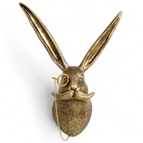 UITWMKTG Gold Animal Head Wall Decor Wall Sculpture Home Decor Statue for Living Room Office Bedroom Modern Decor for Men Women Rabbit
