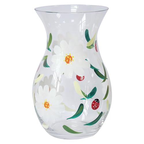 L & P Home & Gifts Hand Painted Glass Lynsey Johnstone Bluberries Vase For Home & Kitchen - Lovely Home Décor Accessory for Milk, Cream, and Water - Reusable & Practical Gift for Women and Men