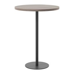 Office Hippo Circular Bar Table, Sturdy & Robust High Office Table, Stylish Work Table For Home Office, Ideal For Reception Area & Breakout Room, High Table Desk, 5 Year Guarantee - Grey Oak / Black