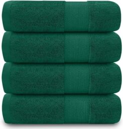 GC GAVENO CAVAILIA Hand Towels - 700 GSM Egyptian Cotton - Hotel Quality - Set of 4 - Machine Washable - Green - 50x85