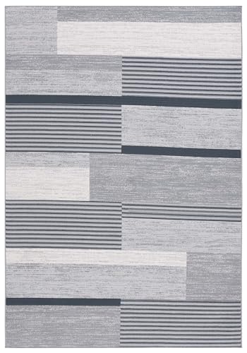 Safavieh Modern Rug for Living Room Dining Room Bedroom - Odyssey Collection Short Pile Grey and Black 91 x 152 cm