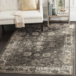 Safavieh Traditional Indoor Woven Rectangle Area Rug, Vintage Collection, VTG117, in Soft Anthracite, 160 X 229 cm for Living Room, Bedroom or Any Indoor Space